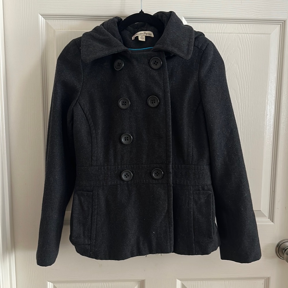 American Rag dark grey coat missing button size m